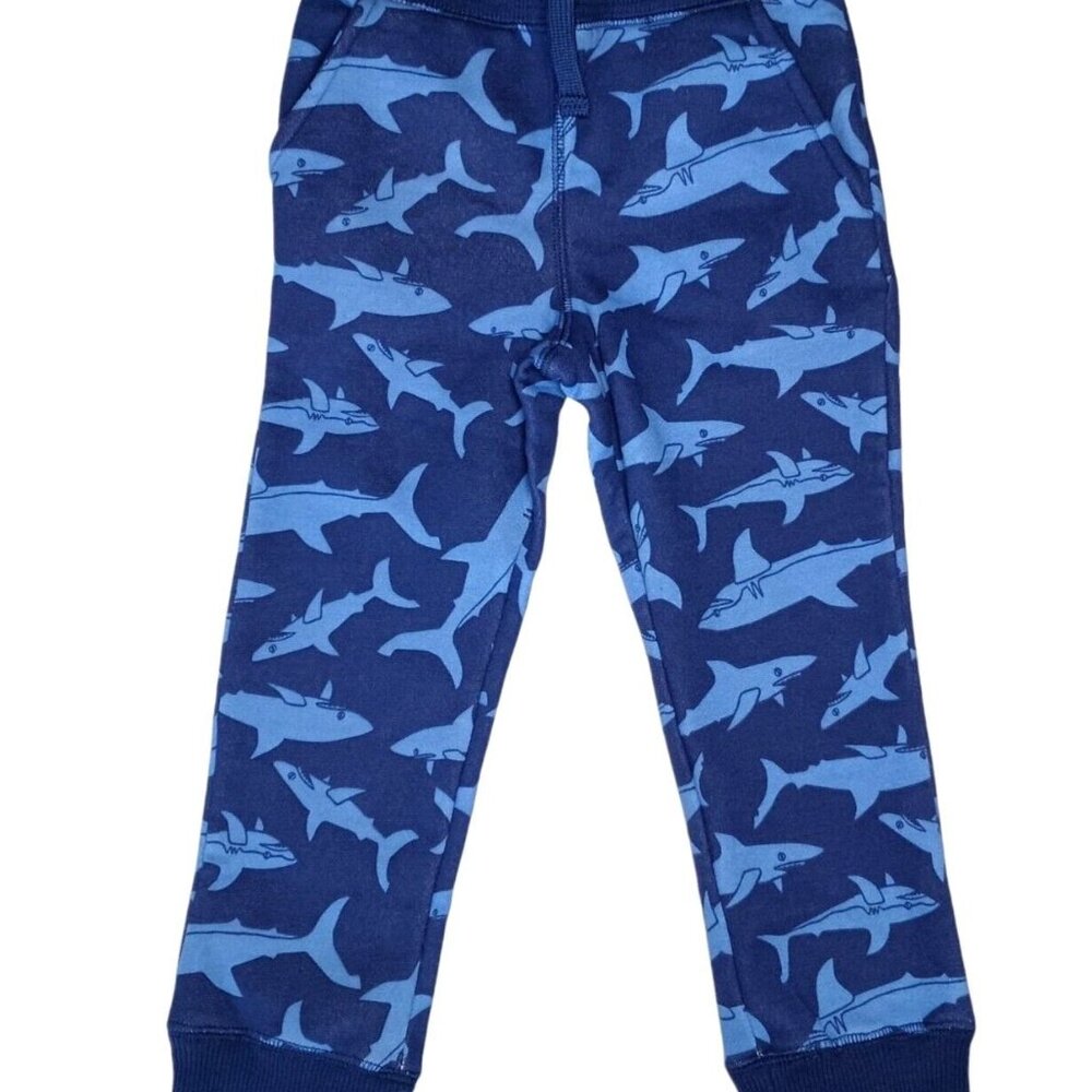 Toddler 4T Boys Warm Fleece Jogger Sweatpants Blue Shark AOP